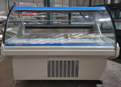 China Horizontal Butcher Refrigerated Display Fridge with Intermediate Ambient Glass Shelf for Fresh Meat for sale