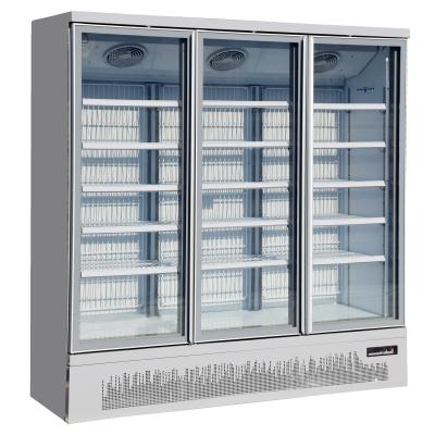 China Commercial Glass Door Refrigerated Showcase With Ebm Fan Motors for sale