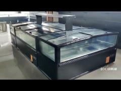 Curved Sliding Glass Top Island Freezer Auto Defrost 1050 Litres