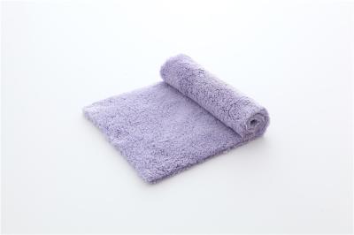 China 20x40cm purple color microfiber microfibre plush coral fleece towel for sale