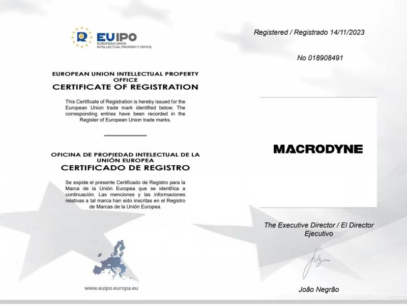 European Union Intellectual Property Certificate Of Registration - FLUTEC HYDRAULICS (CHANGZHOU) CO., LTD.