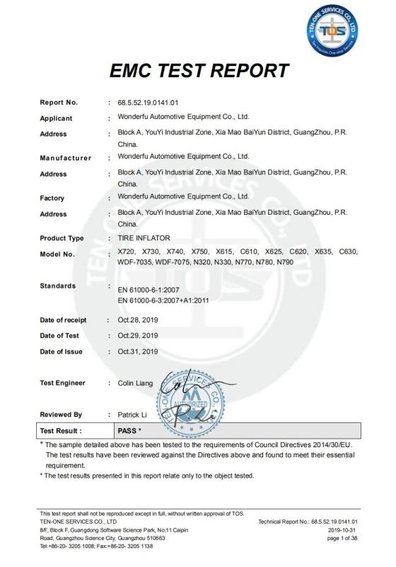 CE - Guangzhou Wonderfu Automotive Equipment Co., Ltd