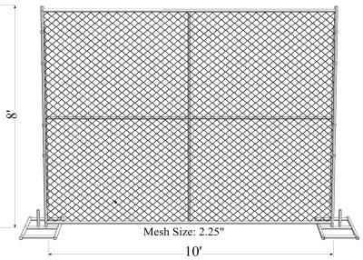 Китай 8'x14' chain link fence panels pipe 41.2mm chain link mesh 57mm x 57mm x 3.00mm hot dipped galvanized  2 oz/ft2 610 g/m продается