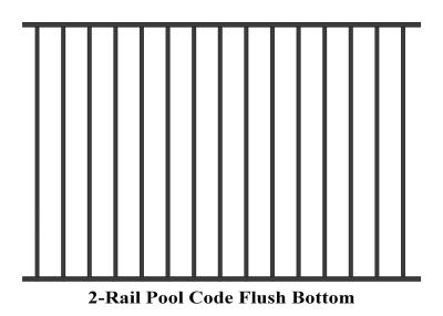 China 2 rails top and bottom flush upright rails powder coated pool fencing panels 1250mm x 2300mm spacing 90mm for sale