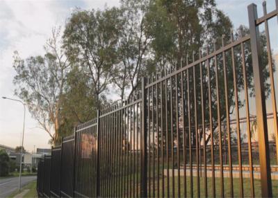 China Crimped Security spear top tubular steel fence panel steel fencing panels 2.1mx2.4m 40mm rails for sale