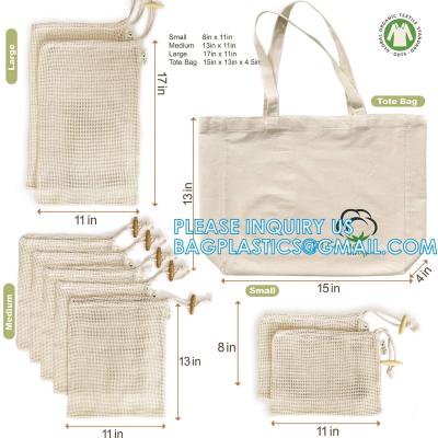 China Custom Fruit and Vegetable Bag, Eco Friendly Reusable Grocery Tote Bags Organic Mesh Net Drawstring bags for sale