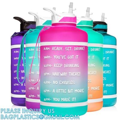 China Gallon Water Bottle With Time Marker BPA Free, Motivational Large Water Jug Leak Proof Huge Water Container for sale
