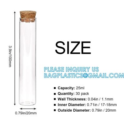 China Plastic Glass Test Tubes with Cork Stoppers, Liquid Sample Vial, Leak-Proof, Jars Tube Containers With Wood Lid for sale