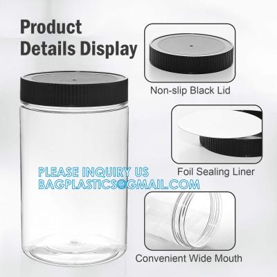 China 27 Ounce Plastic Jars With Lids, 3 Pack Food Storage Containers Airtight, Clear Containers For Organizing for sale
