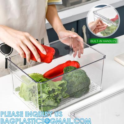 China Fridge Tray Drawer Organizer Pull Out Refrigerator, Food Storage Boxes Stackable Home Kitchen Vegetable Storage for sale