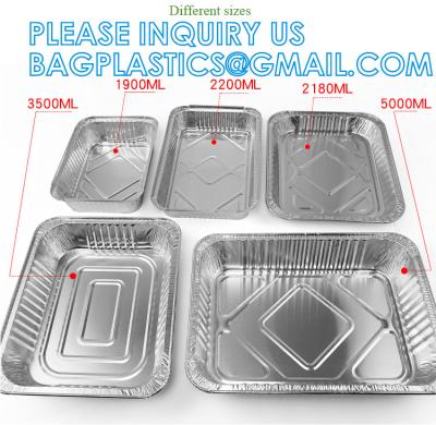 China Disposable Food Packaging Disposable Tin Foil Dishes Catering Aluminium Foil Container Foil Tray With Plastic Lid for sale