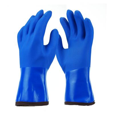 China Grip Grain Finish Hand Pvc Heavy Duty Industrial Safety Working Gloves Cotton Liner Orange Full Coated Pvc Dip Gloves for sale