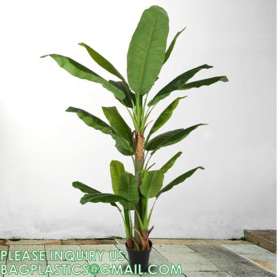 Cina Foglie alte artificiali del banano 6ft le 22 grandi triplicano la pianta artificiale della foglia della banana dell'albero di seta della banana del Faux del gambo in vendita