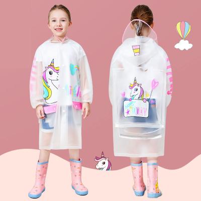 China Kids Waterproof Raincoat, Children'S Raincoat Transparent Poncho, Students in school bag raincoat hooded animation for sale