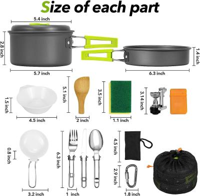 China Camping Cookware Pots And Pans, Camping Cookware Mess Kit,Non-Stick Lightweight Pots Set Portable Outdoor Cookware for sale