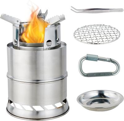 China Mini Portable Wood Burning Stove, Camping Stove Foldable Stainless Steel Backpacking Cookware Rocket Stove for sale