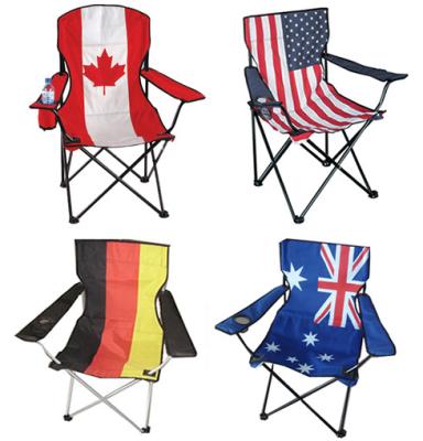 China Customizable Logo Countries Flag Printed Folding Metal Camping Beach Chair Wholesale Factory Aluminum Foldable for sale