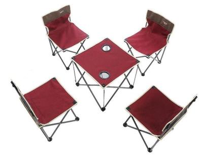China Folding Chair Table Camping Set, Table with 4 Cup Holders, Collapsible Canvas Portable Tables Folding BBQ Outdoor for sale