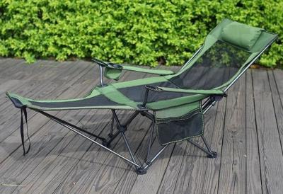 China Portable Folding Adjustable Reclining Leisure Mesh Camping Chair With Removable Footrest, Foam Pillow, Cup Holder for sale