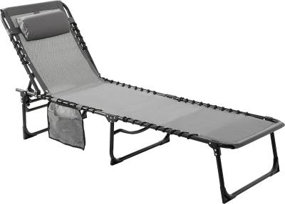China Folding Outdoor Chaise Lounge Chair, 5-Position Adjustable Beach, Sunbathing, Patio, Pool, Lawn, Lay Flat Portable for sale