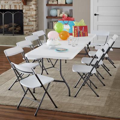 China Folding 8 Seater Plastic Table For Dining Customize Square Lightweight Long White Portable Outdoor Theme Party for sale