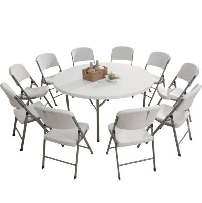 China Custom 4ft 6ft 8ft Cheap Round Foldable Table Portable Folding White Round Tables For Events Wedding for sale