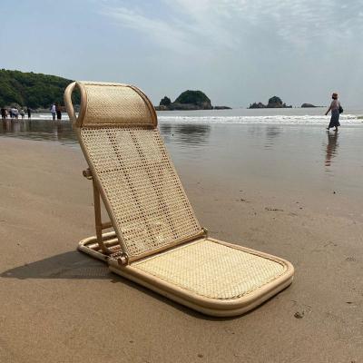 China Wholesale Oem Outdoor Picnic Folding Adjustable Camping Lounger Boho Low Rattan Floor Beach Chair Portable for sale