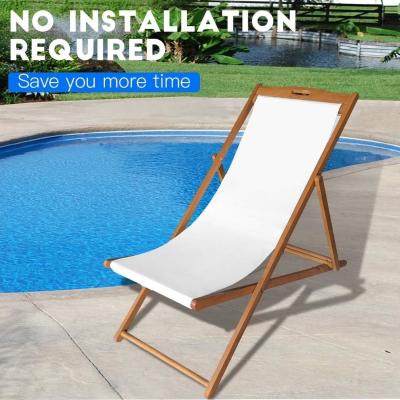China Beach Sling Chairs Set Outdoor Folding Portable Beach Chairs With Solid Wooden Frame Polyester Canvas Reclining for sale