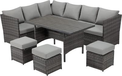 China Patio Furniture Set Outdoor Sectional Sofa Conversation Set All Weather Wicker Rattan Couch Dining Table & Chair for sale