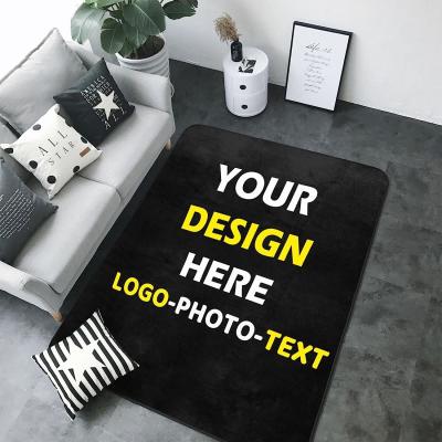 China Custom Rug Personalized Add Your Own Logo Image Text Photo Area Carpet Anti Slip Washable Decorative Door Mat for sale