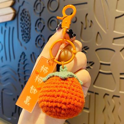 Cina Plush Crocheted Good Things Happen Pendant Hand-Woven Wool Persimmon Good Persimmon Peanut Bag Keychain Accessories in vendita