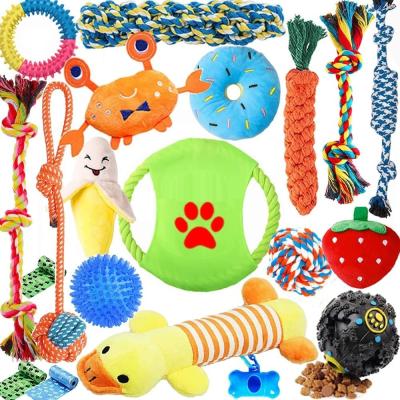 China Dog Puppy Toys Pack, Puppy Chew Toys for Fun Teeth Cleaning, Dog Squeak Toys,Treat Dispenser Ball, Tug of War Toy for sale
