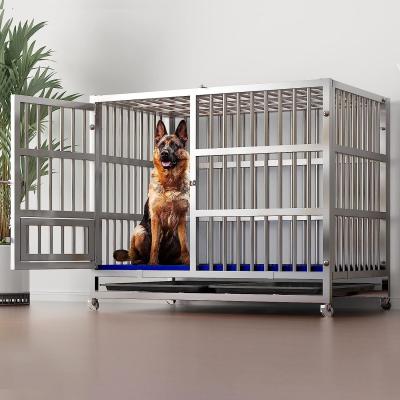 China Large Stainless Steel Dog Crate XL 43 inch Indoor Kennel Cages and Playpen for Training Large Dog Outdoor for sale