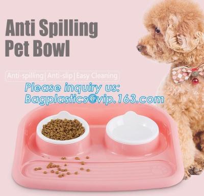 China Pet Dog Bowls 2 Stainless Steel Dog Bowl No Spill Non-Skid Silicone Mat Pet Food Scoop Water and Food Feeder Bowl for sale