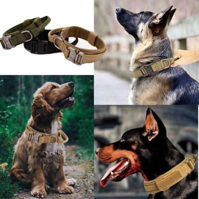 China Tactical Dog Collar Military Dog Collar Nylon Dog Collar Heavy Duty Metal Buckle with Handle for Dog Training for sale
