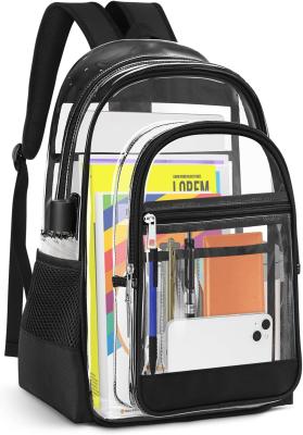 China Clear Backpack, Heavy Duty PVC Transparent Backpack Reinforced Straps, See Through Multiple Pockets Large Capacity for sale