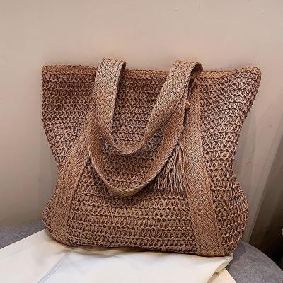 China Straw Bags for Women Summer Beach Woven Tote Hobo Handbag Casual Straw Shoulder Bags for Travel Vocation for sale