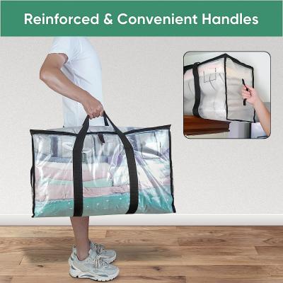 China Oversized Moving Bags With Reinforced Handles, Heavy-Duty Storage Tote For Clothes, Moving Supplies (Clear, 2-Pack) for sale