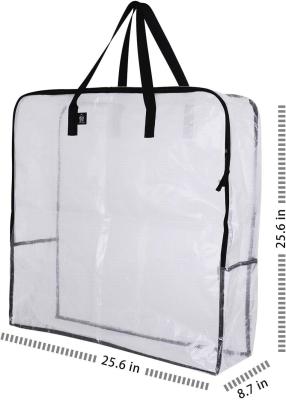 China Over-Sized Clear Organizer Storage Bag Strong Handles Zippers for College, Moving Supplies, Christmas Decorations for sale