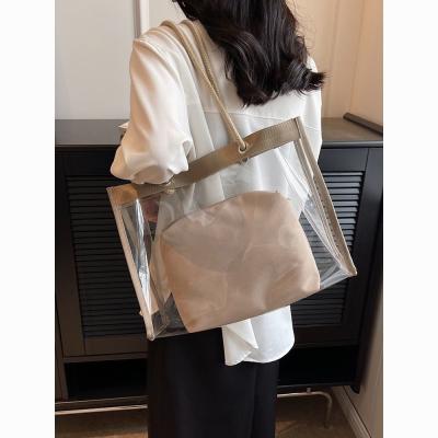 China Large-Capacity Transparent Bag Women'S New Trendy PVC Mother-In-Law Jelly Bag for sale