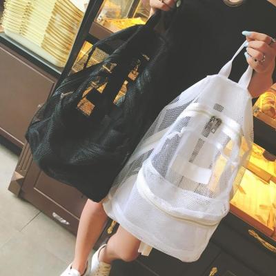 China Summer New Backpack Nylon Mesh Transparent Letter Bag Trendy Women'S Bag Travel Bag Casual Student Bag for sale