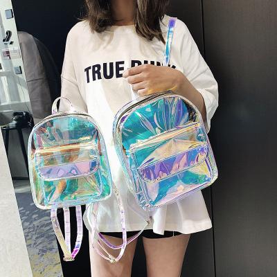 China Ins Super Hot Laser Student Small Backpack Ladies Fashion Mini Transparent Backpack for sale