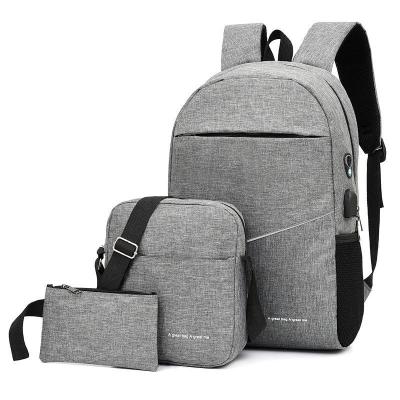 China Custom Design Oxford Female Large Capacity Men'S Shoulder Bags Rucksack USB Charging Youth Backpack Set for sale