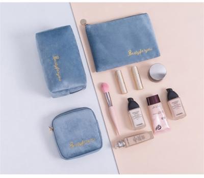 China Wholesale Custom Best Selling Colorful Flannel Custom Cosmetic Set Make Up Bag for Women for sale