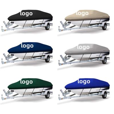 China Boat Cover 800D Marine Grade Polyester Canvas Trailerable Full Size Boat Cover for V-Hull Runabouts Outboards for sale