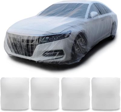 China Disposable Car Covers，12.5 x 21.7ft Universal Clear Plastic Car Cover，Disposable Full Exterior Covers Elastic for sale