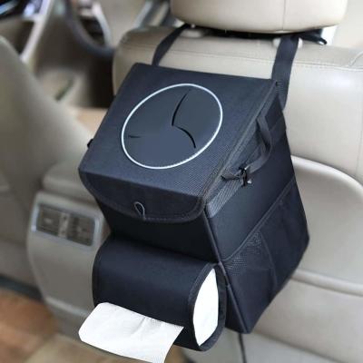 China Auto Accessories Car Garbage Can with Car Liner Removable Storage Bag and Wet Tissue Holder 100% Leak-Proof for sale