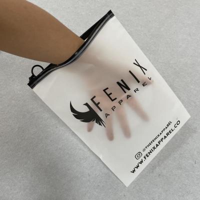 China Custom Logo Resealable Frosted Zip Lock Bag Dress Cosmetics Wig Swimsuit Packaging Bag Zipper Bags For Cloth for sale
