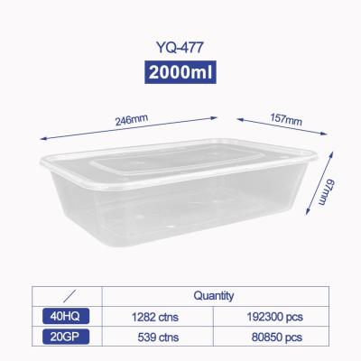 China 500ml Clear/Black Rectangular PP Disposable Plastic Food Container Microwaveable Food Bento Storage Lunch Box for sale