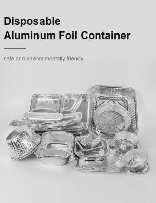 Cina Hotsale Food Grade Custom Logo Rectangle Aluminum Takeaway Foil Food Containers Silver Foil Baking Pan/Trays in vendita